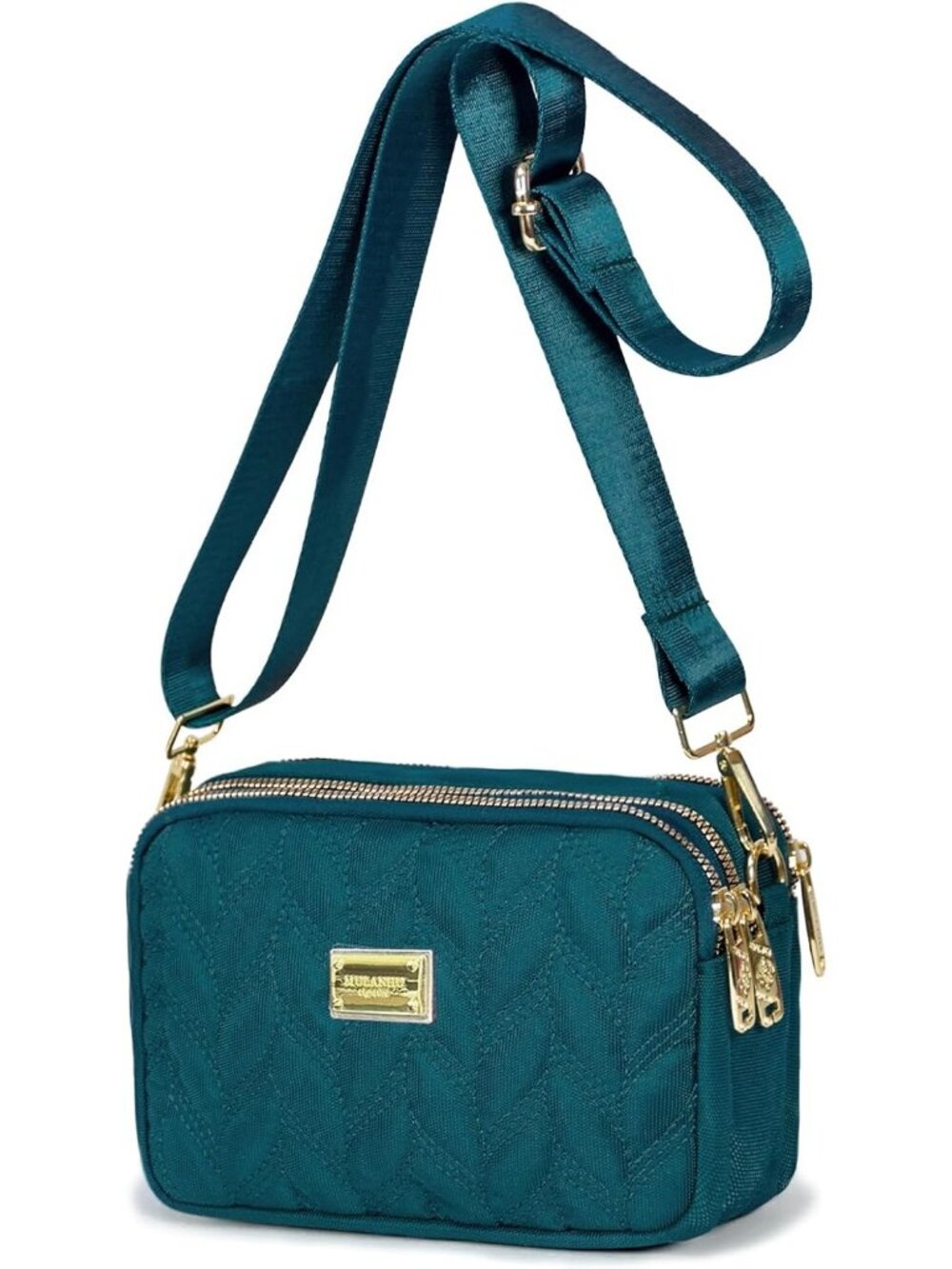 Women's Teal Lightweight Quilted Crossbody Small Purses Nylon Shoulder Bag